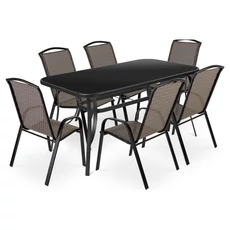 Fieldmann Rony II. Dark fémvázas kerti bútor szett, 6+1 részes