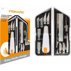 Fiskars Prémium teljesítményű faragó kés + penge készlet, 11 részes
