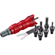 FORTUM adapter klt. fúrógéphez, POP-NUT szegecsanyákhoz, 6 db, M3-M4-M5-M6-M8-M10; 1/4" hatszög befogás, 