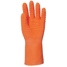 Coverguard csúszásgátlós latex védőkesztyű, vegyszerálló, 32cm, narancssárga, 8