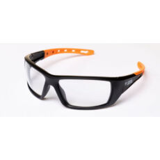 Coverguard Premlux védőszemüveg, karc- és páramentes, fekete-narancs szárral, víztiszta lencsével