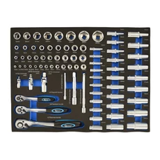 Geko racsnis dugókulcs készlet szerszámkocsihoz, 1/4"-1/2"-3/8", 80 részes