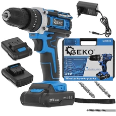 Geko akkus ütvefúró-csavarozó, 21V, 10mm (2x2Ah akkuval és töltővel)