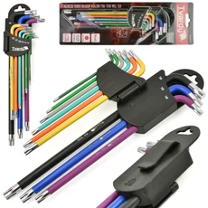 Tvardy hosszú Torx kulcskészlet, színes, T10-T50