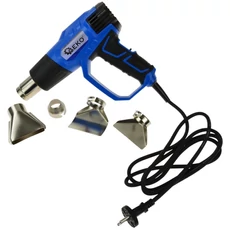 Geko hőlégfúvó D-markolattal, 2 fokozat, 2kW, 550°C, 4db fúvóka