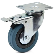 Geko forgóvillás műszerkocsi kerék fékkel, gumi, 75mm, 70kg