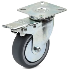 Geko forgóvillás műszerkocsi kerék fékkel, TPR, 75mm, 60kg