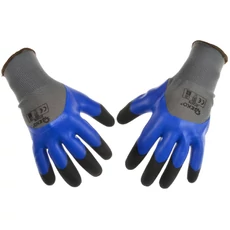 Geko munkavédelmi kesztyű, poliészter, dupla latex, kék-fekete, 8