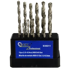 Geko HSS spirál fúrószár készlet, 1.5-6.5mm, 13db-os