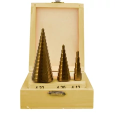 Geko HSS lépcsős fúró készlet, titán 4-32mm, 3db-os