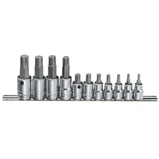 Genius Tools ribe bit készlet crowa foglalatban, 3/8" és 1/2", 11 darabos 