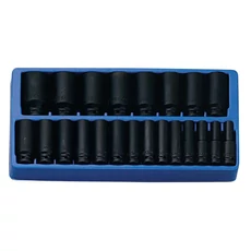 Genius Tools hosszú légkulcsfej készlet, colos 1/2", 22 db-os