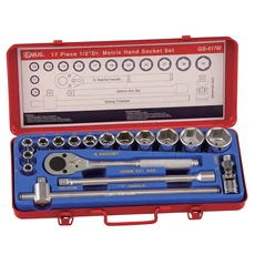 Genius Tools crowafej készlet, hosszú, metrikus 1/2&quot;, 17 db-os