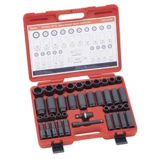 Genius Tools légkulcsfej készlet, hosszú és normál, metrikus, 1/2", 40 db-os