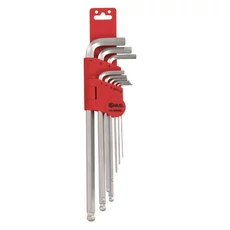 Genius Tools imbuszkulcs készlet, L-alakú, gömbvégű, metrikus, 9 darabos