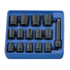 Genius Tools légkulcsfej készlet, metrikus 1/2", 15 db-os