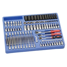 Genius Tools crowafej, légkulcsfej, bit készlet, colos 3/8", 90 db-os