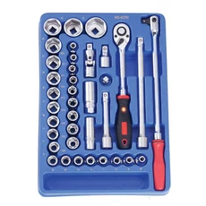 Genius Tools crowafej készlet, 6-lapos és E-típusú torx metrikus 1/2&quot;, 37 db-os