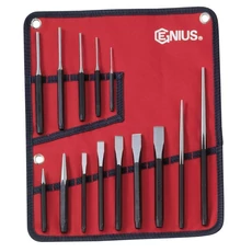 Genius Tools vágó kiütő pontozó készlet, colos és metrikus, 14 db-os