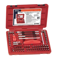 Genius Tools Crowa és bitkészlet, metrikus és colos 1/4&quot;, 76 darabos