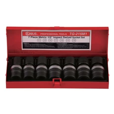 Genius Tools csuklós légkulcsfej készlet, metrikus 1/2", 7 db-os
