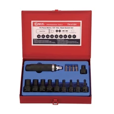 Genius Tools légkulcsfej készlet, imbusz lapos és csillagfejű, metrikus 1/2", 15 darabos