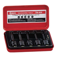 Genius Tools XZN (spline) légkulcsfej készlet, 1/2", 5 db-os