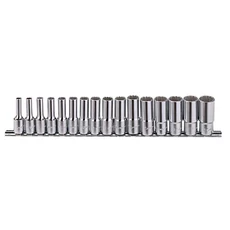 Genius Tools crowafej készlet, hosszú, metrikus 3/8", 16 db-os