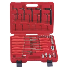 Genius Tools csavarhúzó és L-kulcs készlet, torx E+T típusú, 1/4" és 3/8" 56 darabos 