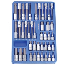 Genius Tools bitkészlet dugókulcs foglalatban, Hex, Torx, XZN, 1/2", 42db