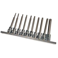 Genius Tools torx bit készlet crowa foglalatban, hosszú, 3/8", 10 darabos