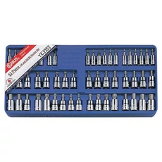 Genius Tools bitkészlet dugókulcs foglalatban, PH, SL, Torx, Hex, XZN, 3/4", 53db