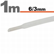 Zsugorcső, áttetsző, 6/3mm Zsugorcső, áttetsző, 6/3mm