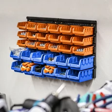 Fali rendszerező dobozok, 30 műanyag doboz, 640x375x175mm