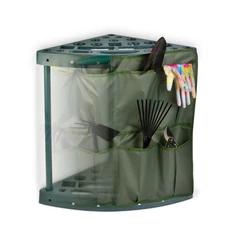 Műanyag kerti szerszámtartó sarok, falra rögzíthető, 43x43x59cm