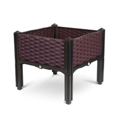 Műanyag rattan virágosláda, 39x39x22cm