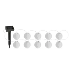 Szolár lampion fényfüzér, 10 db fehér lampion, hidegfehér LED, 3,7m