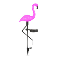LED-es szolár flamingó,  leszúrható, műanyag, 52x19x6cm