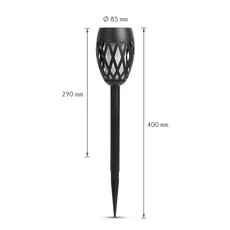 Leszúrható LED szolár láng hatással, 8,5x29(+11)cm