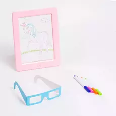 3D mágikus rajztábla gyerekeknek, LED, rózsaszín
