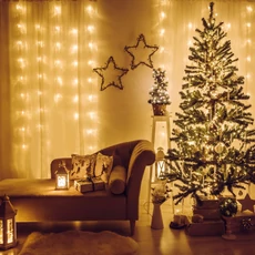 Family fényfüggöny, 200 db LED, hidegfehér, hálózati, IP44, 8 program, 4,2m