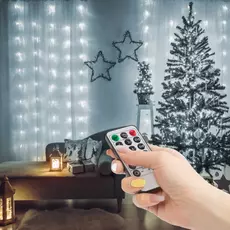 Family fényfüggöny mikro LED-del, távírányatós, hidegfehér, 230V, 100db, 3x1m 