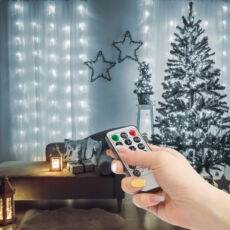 Family fényfüggöny mikro LED-del, távírányatós, hidegfehér, 230V, 100db, 3x1m 