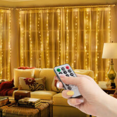 Family fényfüggöny mikro LED-del, távírányatós, melegfehér , 230V, 300db, 3x3m 