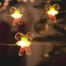 LED fényfüzér, cukorbot, 20 LED, melegfehér, 2xAA, 2,2m