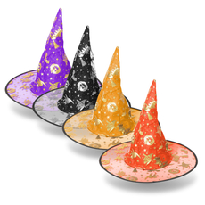 Halloween-i boszorkány kalap, 4 szín, poliészter, 38x34cm