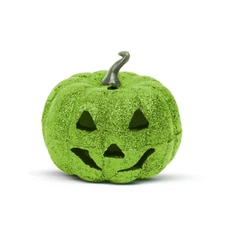 Family Halloween-i RGB LED dekor habszivacs tök, zöld, 11cm
