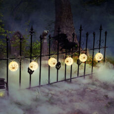 Family Halloween-i lampion fényfüzér, pókos, fehér, 2xAA elemes, 7,5x165cm