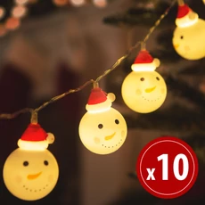 Family LED fényfüzér, hóember, 10 LED, melegfehér, 3xAA,  1,1 méter