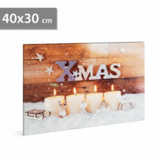 Karácsonyi LED-es hangulatkép fali akasztóval, 2xAA, 40x30cm